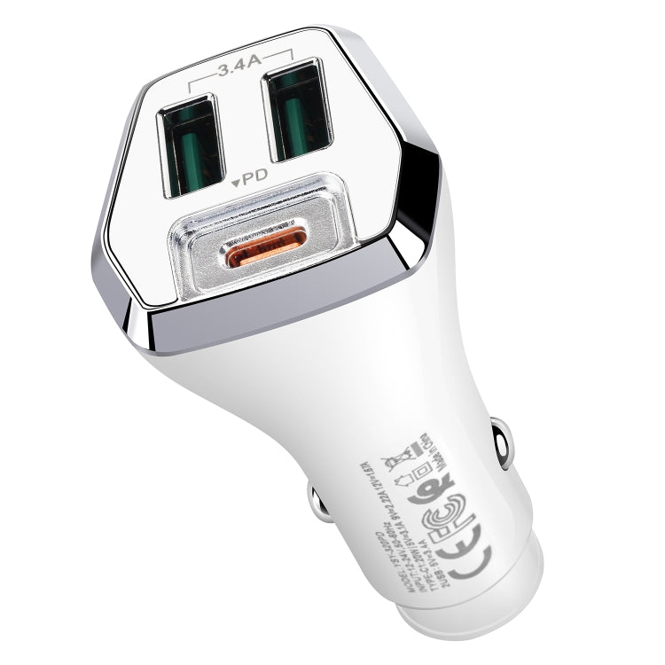 Elektroniktrade ACC-320PD 35W Dual USB+USB-C/Typ-C Schnelllade-Autoladegerät (Weiß) Elektroniktrade Switzerland