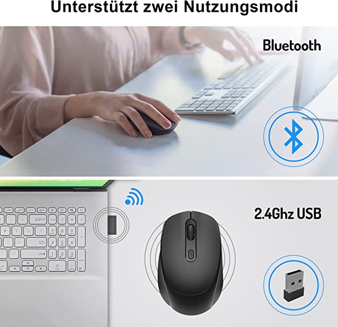 Elektroniktrade Computer Funkmaus 2,4 GHz Wireless & 5.1 Bluetooth Maus 2in1 Elektroniktrade Switzerland