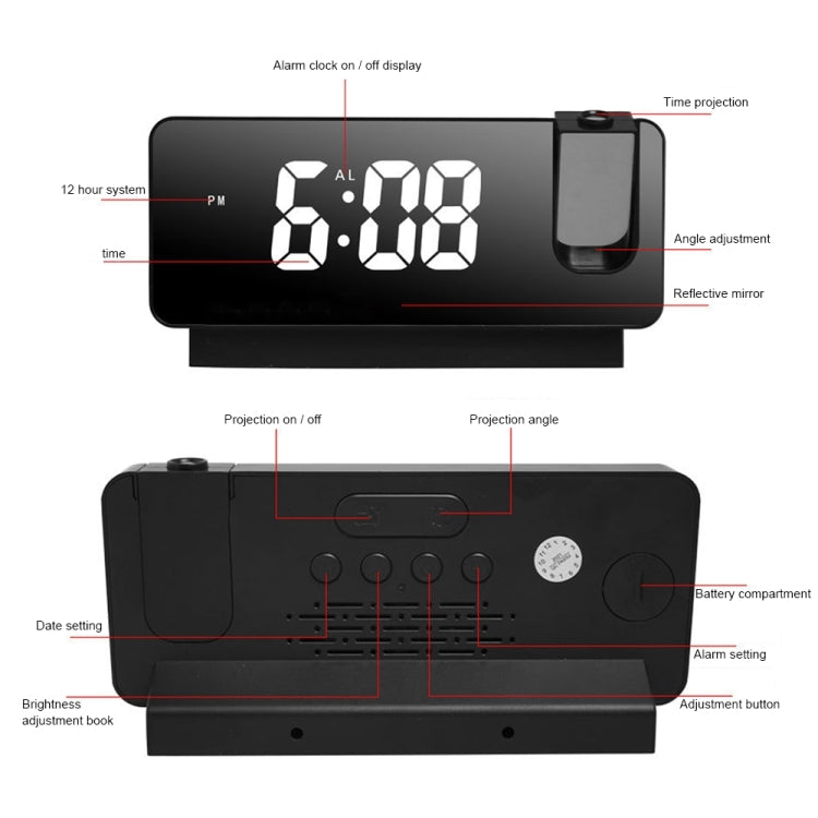 Elektroniktrade Digitaluhr Spiegelprojektion Wecker mit Farbigen Ziffern Elektroniktrade Switzerland
