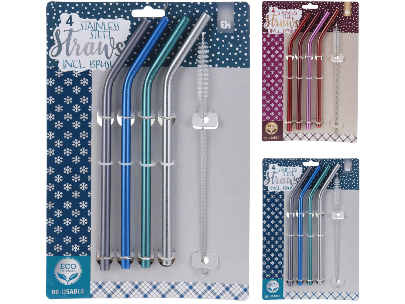 Elektroniktrade Trinkhalme / Strohhalme Edelstahl 4er-Pack, Länge 21,0 cm + Bürste Elektroniktrade Switzerland