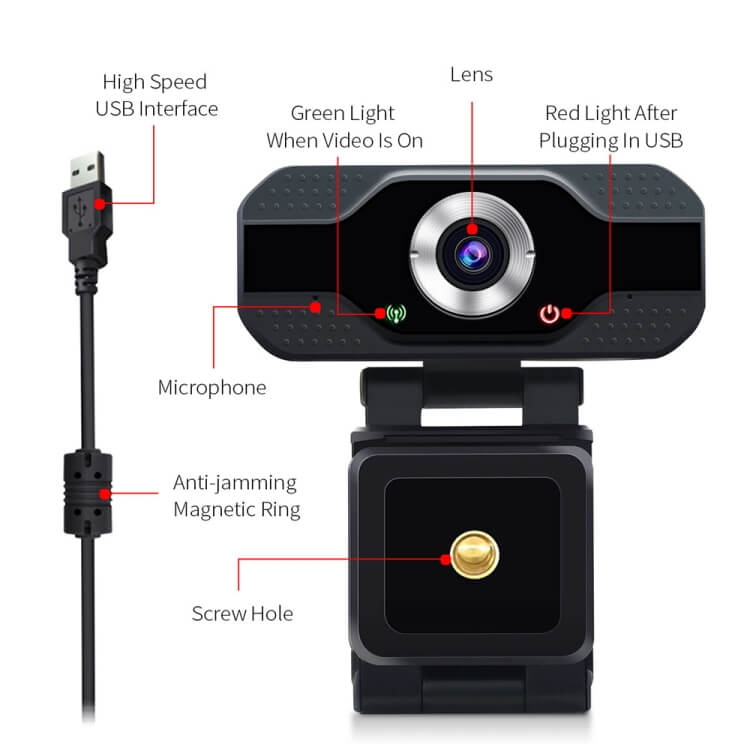 eTrade HD 1080P Webcam Eingebautes Mikrofon Intelligente Webkamera Elektroniktrade Switzerland