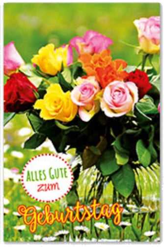 Geburtstagskarte "frische Blumengrüße" einzeln mit Cuvert in Cellophan verpackt | #Elektroniktrade.ch#