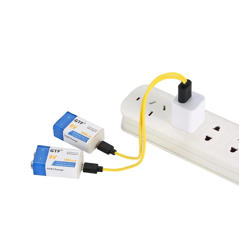 GTF 9V 1000mAh li-Ion Akku Batterie mit MicroUSB/USB-C Auflade Funktion elektroniktrade Switzerland