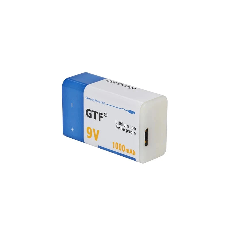 GTF 9V 1000mAh li-Ion Akku Batterie mit MicroUSB/USB-C Auflade Funktion elektroniktrade Switzerland