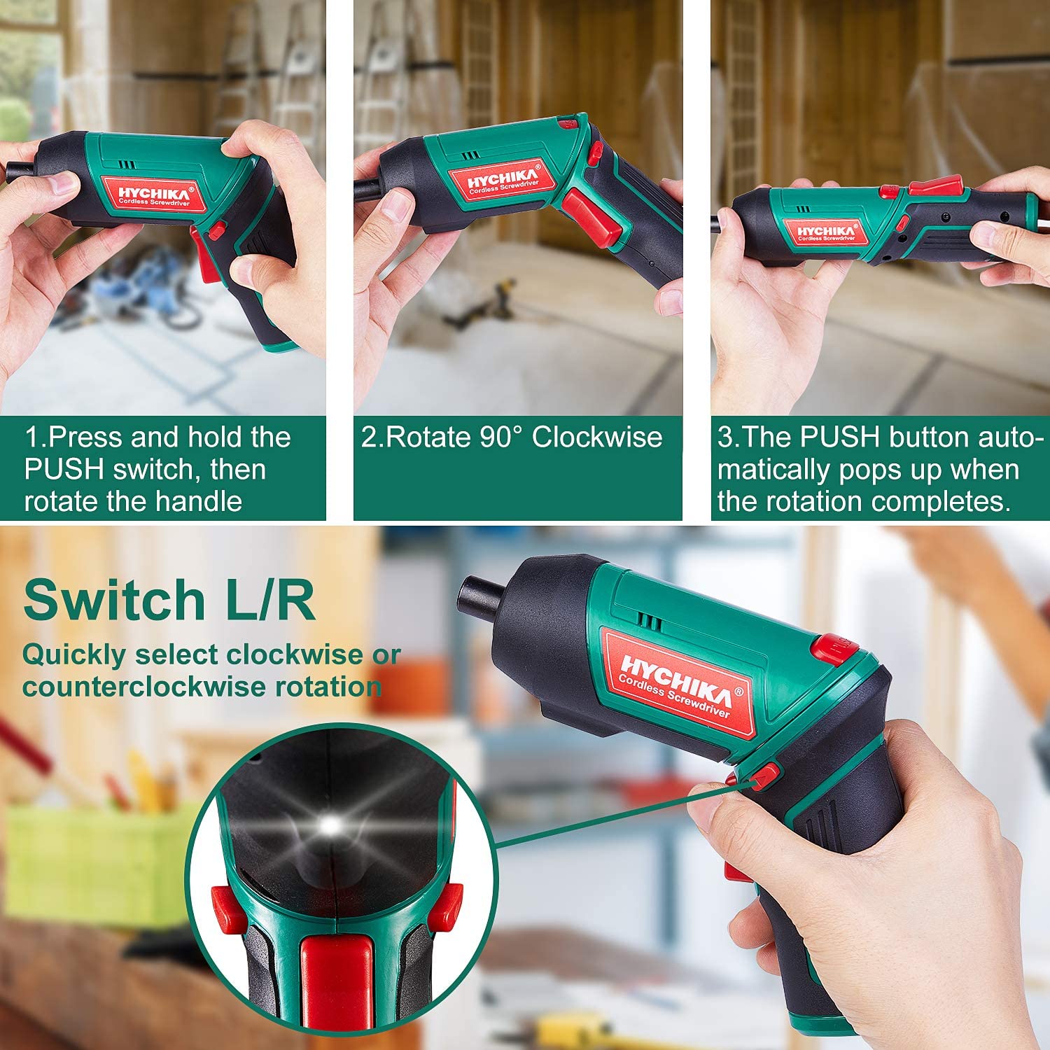 HYCHIKA Akkuschrauber 2000mAh HYCHIKA 3,6V Li-Ion mit 20 Zubehörteilen Elektroniktrade Switzerland