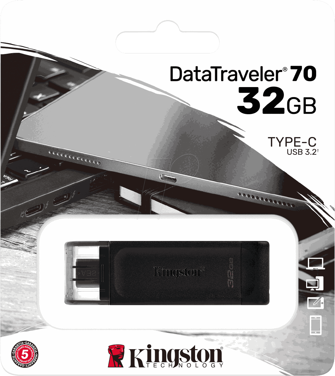 Kingston Kingston USB-Stick, 32 GB USB-C 3.2 Gen 1 DataTraveler 70 (Retoure) Verpackung Geöffnet elektroniktrade Switzerland