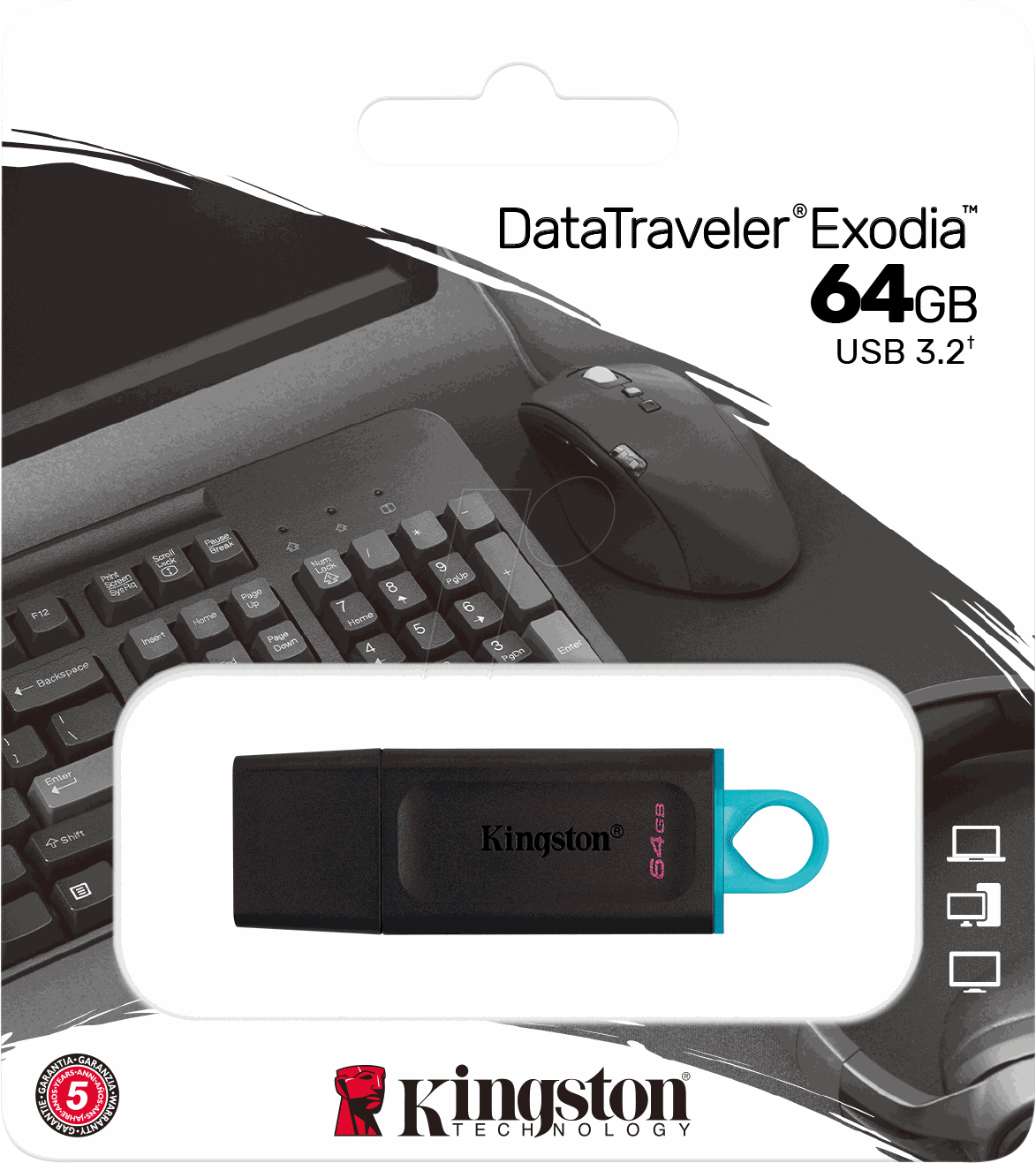 Kingston Kingston USB-Stick, 64 GB USB3.2 Gen 1 DataTraveler Exodia Elektroniktrade Switzerland