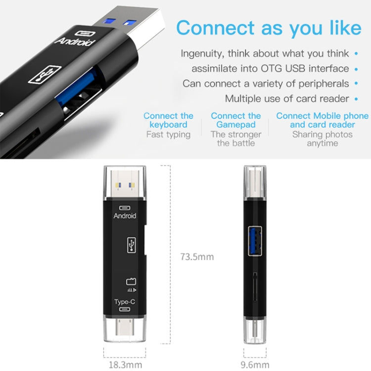 KUULAA KUULAA KL-O08 5-in-1-Multifunktions-Kartenleser vom Typ C / USB-C, unterstützt Micro-USB / TF-Karte Elektroniktrade Switzerland
