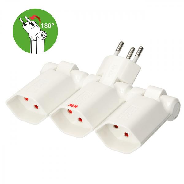 MAXHAURI Clip Clap Abzweigstecker 3xTyp13 weiss Elektroniktrade Switzerland