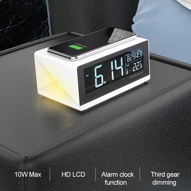 Momax MOMAX 10W QI-Standard-Drei-Modi Fast Lading Wireless-Ladegerät Multifunktions-LCD-Wecker für iPhone / Android Elektroniktrade Switzerland