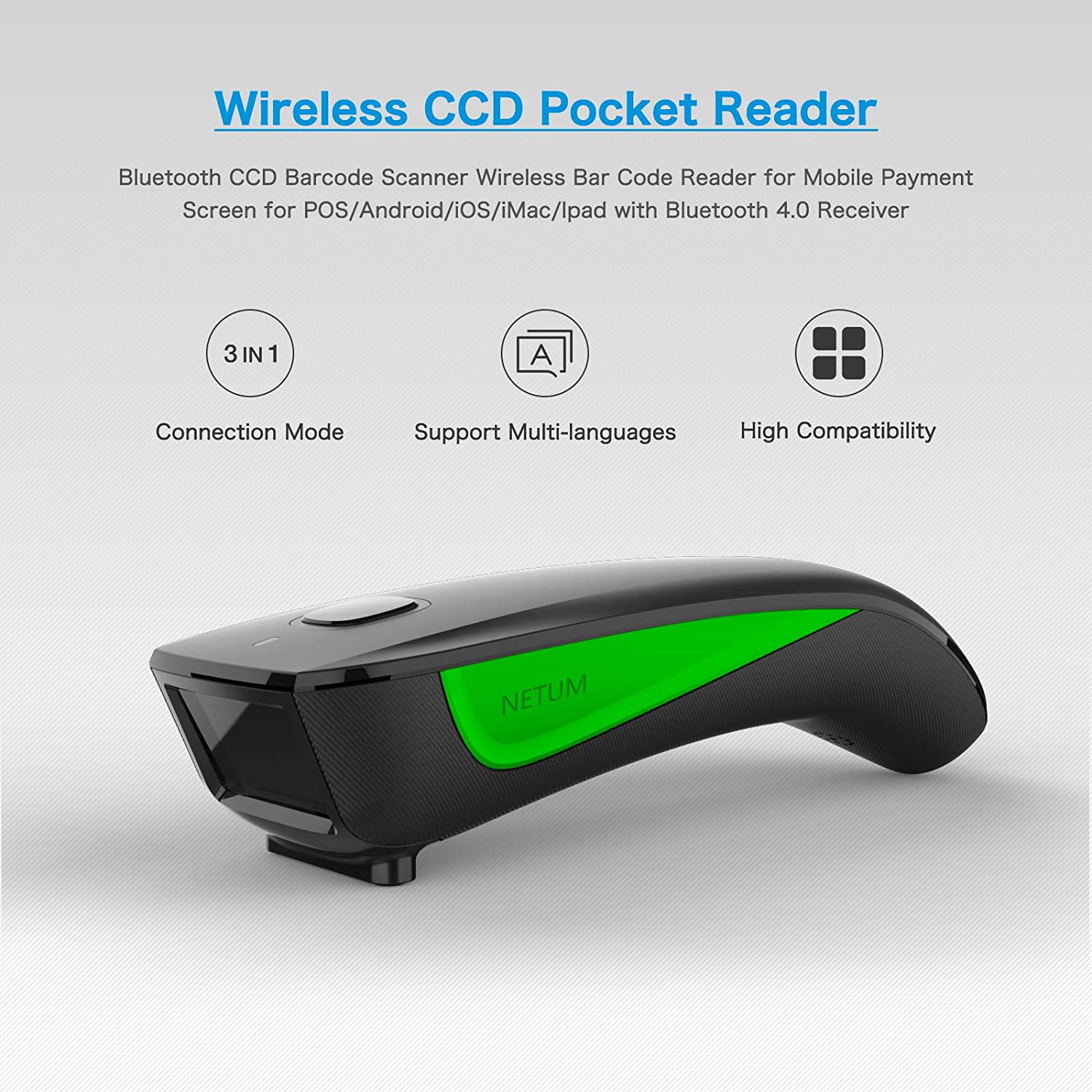 Netum NETUM C740 Barcode-Scanner, kabellos. Bluetooth/Wireless oder mit USB-C Kabel Elektroniktrade Switzerland