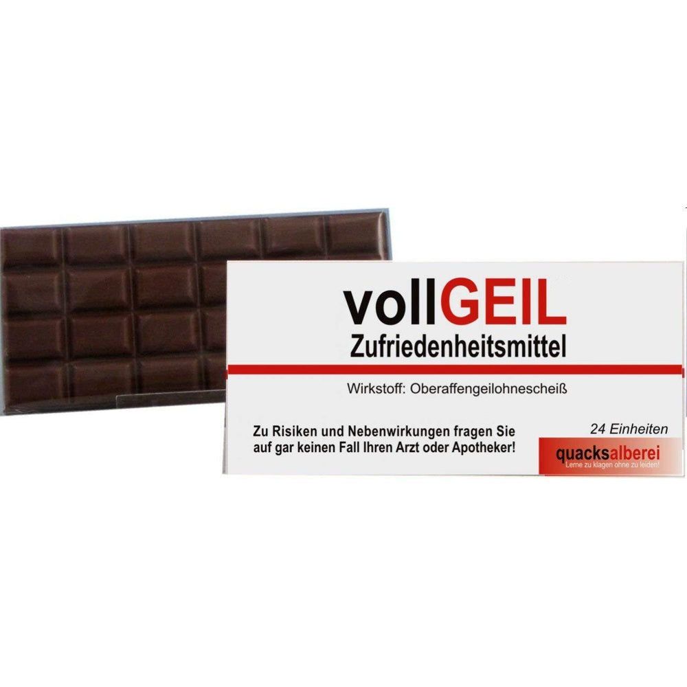 Quacksalberei WITZIGE SCHOKOLADE MIT GRUSSKARTE "VOLLGEIL" 100g Elektroniktrade Switzerland