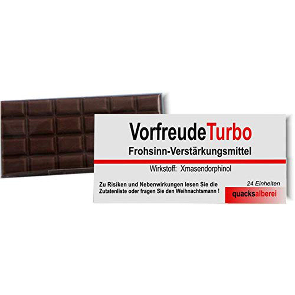 Quacksalberei WITZIGE SCHOKOLADE MIT GRUSSKARTE"VORFREUDETURBO" 100g Elektroniktrade Switzerland