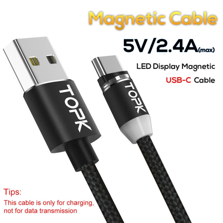 TOPK 1m 2,4A Max. USB-zu-USB-C / Typ-C-Nylon-geflochtenes magnetisches Ladekabel mit LED Elektroniktrade Switzerland