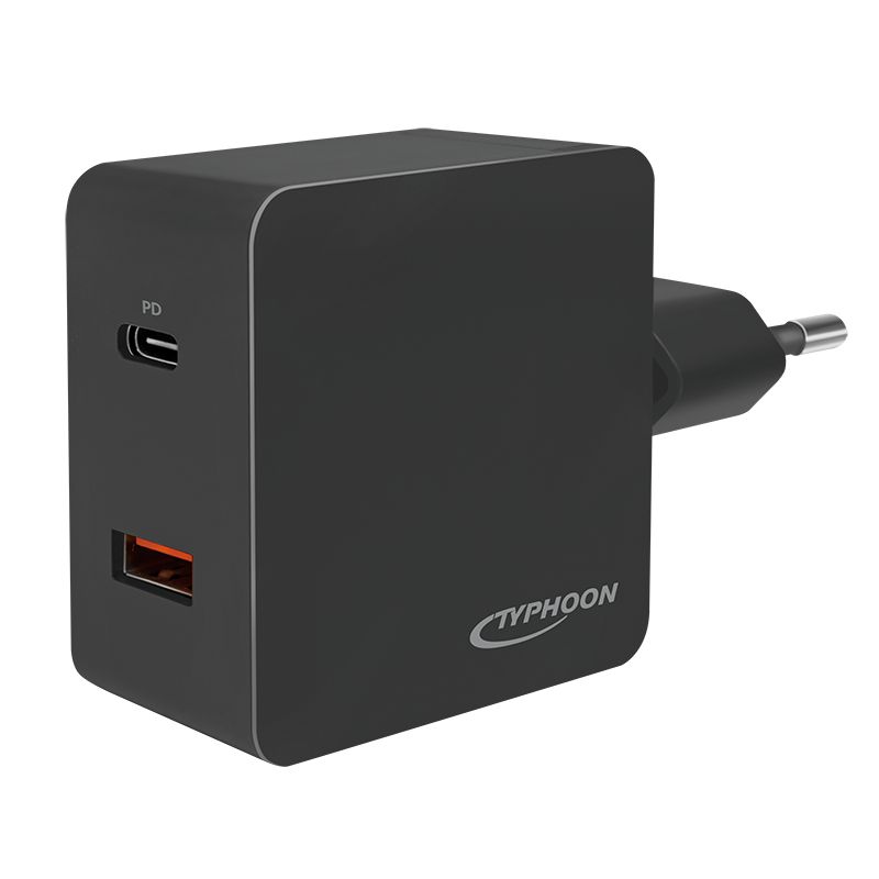 Typhoon Netzteil Adapter, 1x USB-C PD Port & 1x USB-A QC Port, 18W elektroniktrade Switzerland