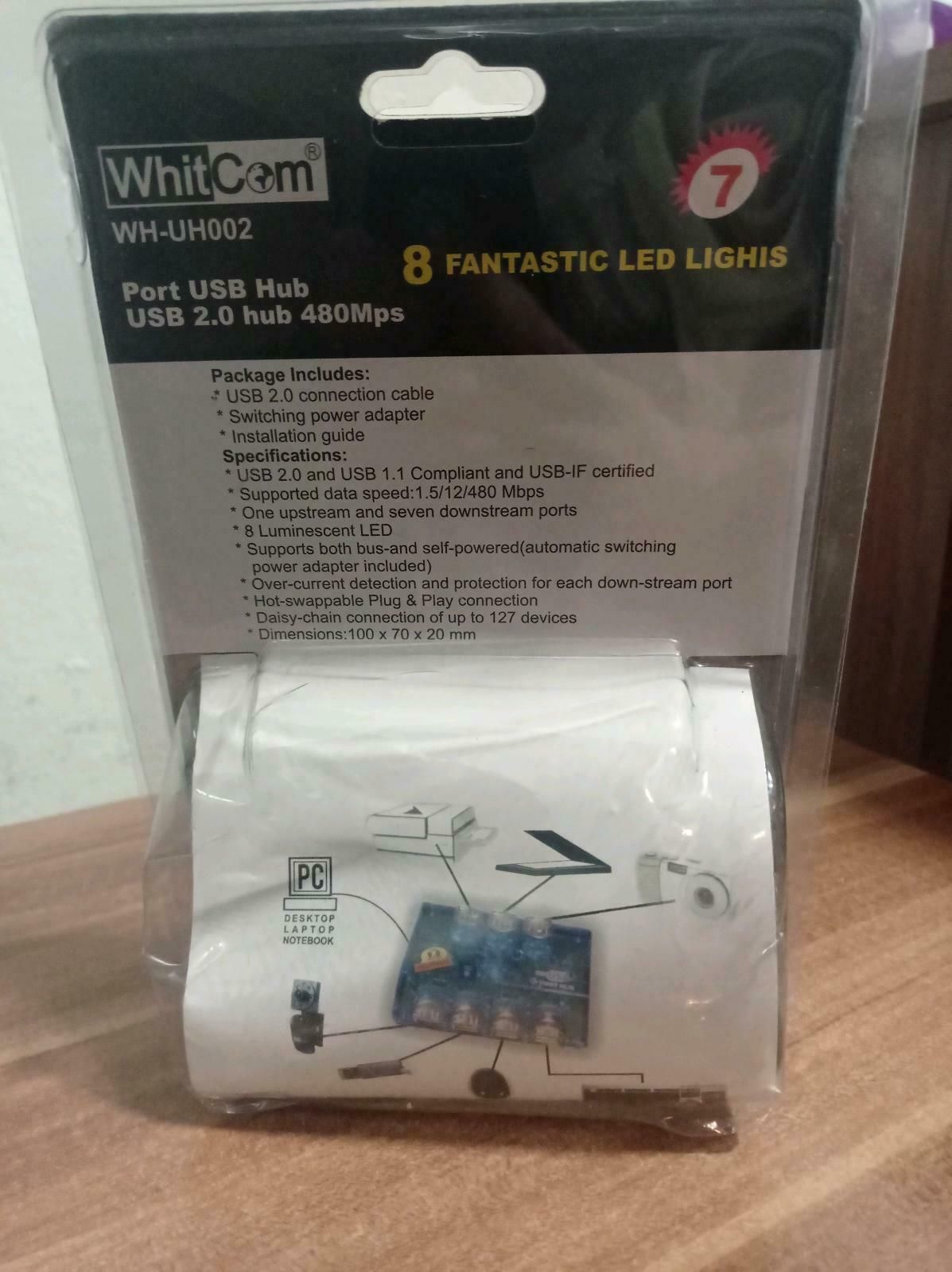 Whitcom USB HUB Whitcom WH-UH002 7-Port inkl. Netzteil silber LED 1,5/12/480 Mbps Elektroniktrade Switzerland